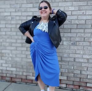 ELOQUII blue ruched knit dress size 14